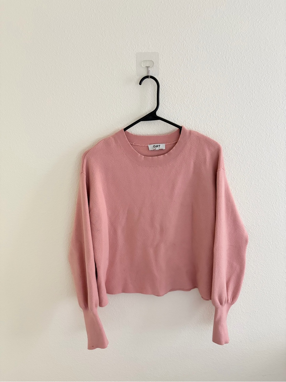OAT New York Pink Balloon Sleeve Sweater Size Medium